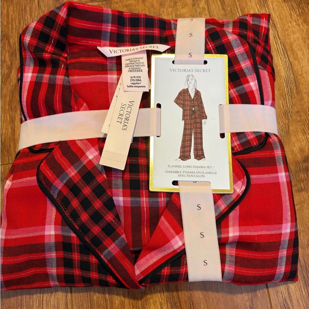 Victoria's Secret | Flannel Long Pajama Set | Red Plaid | Women’s size SMALL